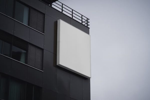 Blank Building Sign Mockup PSD