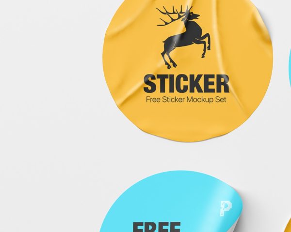 Closeup Stickers Mockups Set