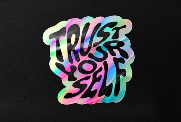 Editable Holographic Sticker Mockups
