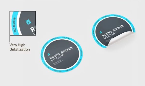 Editable Round Sticker Mockup