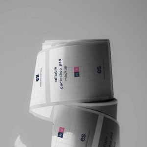 Editable Sticker Roll Mockup