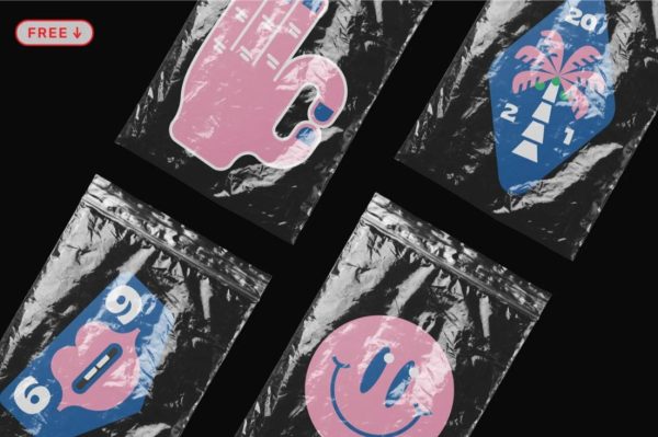 Foil Bag Stickers Mockup