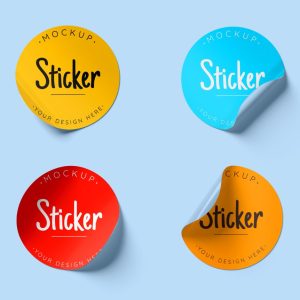 Four Stickers Mockup PSD