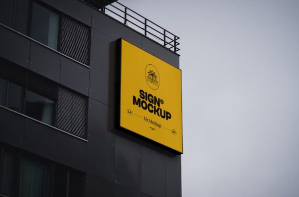 Free Building Sign Mockup PSD