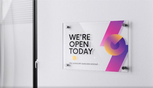 Free Glass Sign Mockup