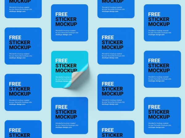 Free Grid Sticker Mockup PSD