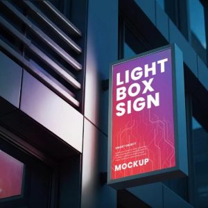 Free Light Sign Box Mockup PSD