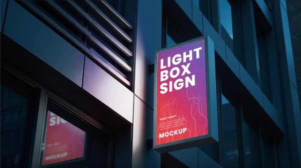 Free Light Sign Box Mockup PSD