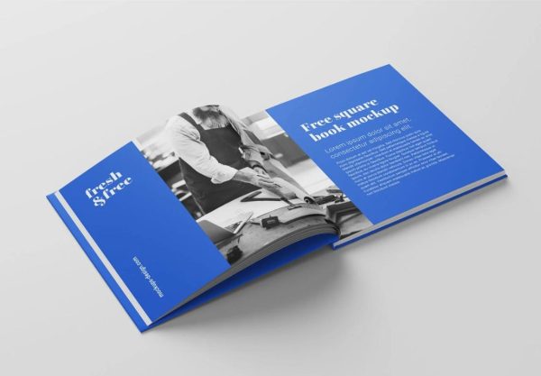 Free Open Square Book Mockup