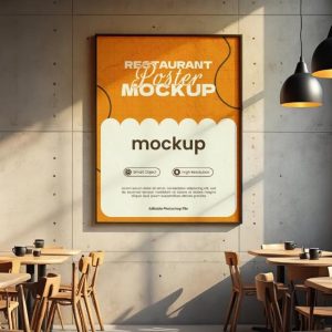 Free Restaurant Poster Mockup PSD