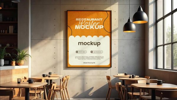Free Restaurant Poster Mockup PSD