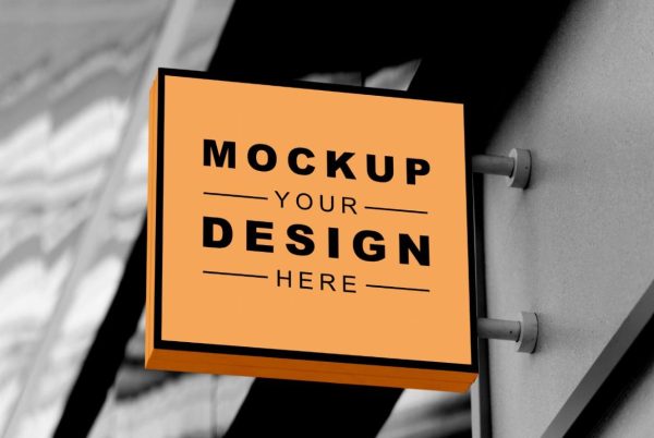Free Square Sign Mockup PSD