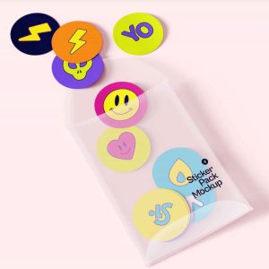 Free Sticker Pack Mockup PSD