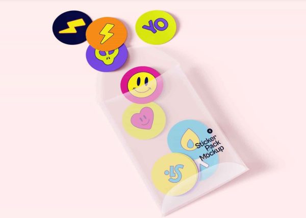 Free Sticker Pack Mockup PSD