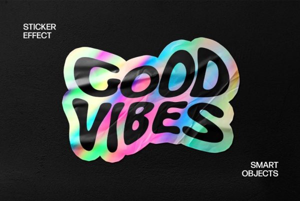 Holographic Sticker Mockups PSD