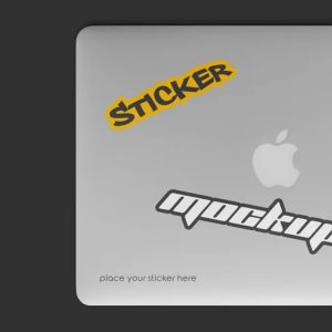 Minimal Laptop Sticker Branding Mockup