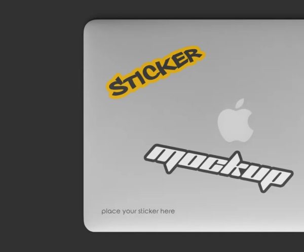 Minimal Laptop Sticker Branding Mockup