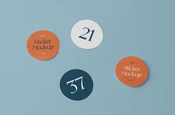 Minimal Round Sticker Mockups