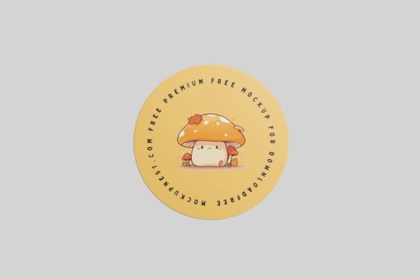 Minimal Top View Sticker Mockup PSD