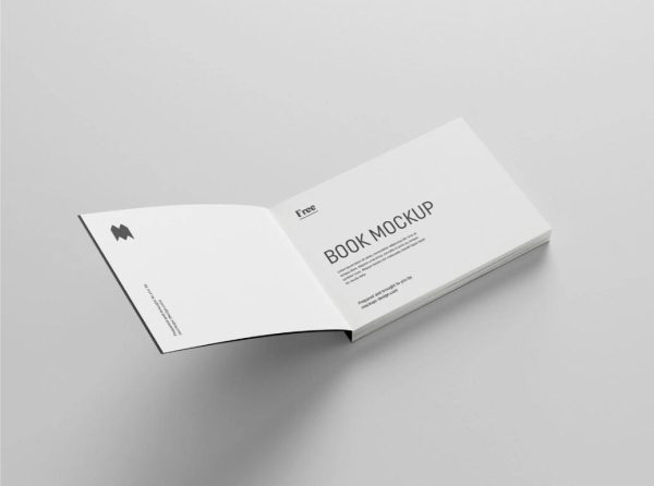 Open Landscape Book Mockup PSD