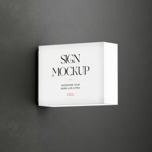 Realistic Lightbox Sign Mockup PSD