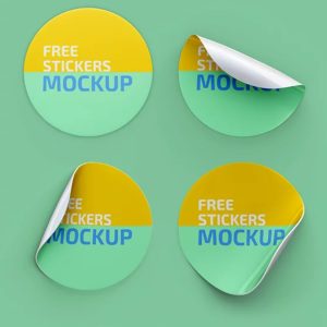 Realistic Round Sticker Mockup