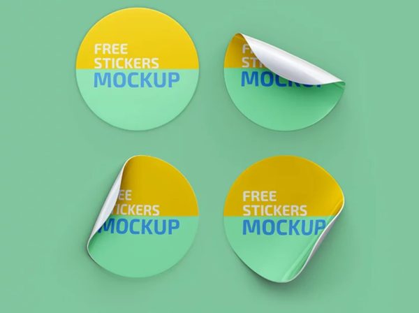 Realistic Round Sticker Mockup