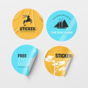 Realistic Round Sticker Mockups