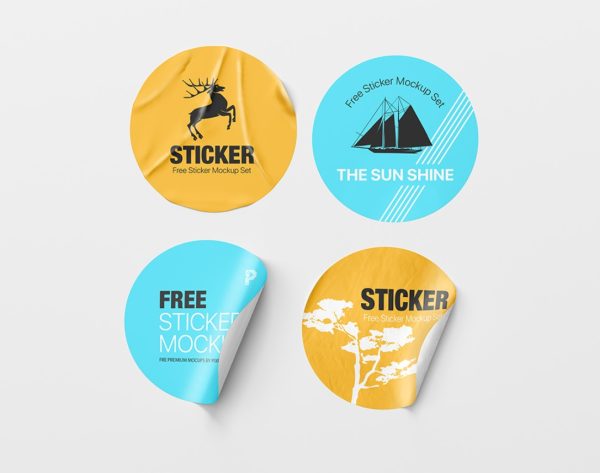 Realistic Round Sticker Mockups
