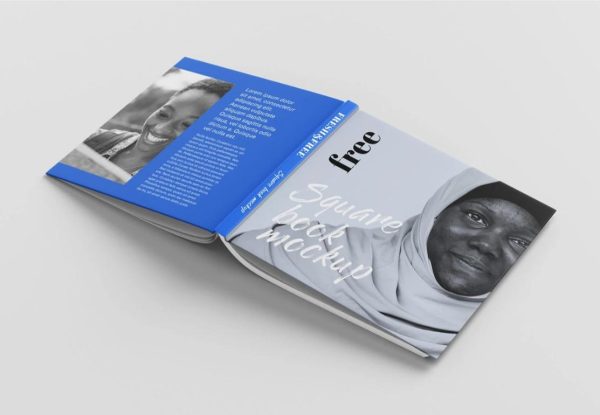 Square Book Cover Mockup PSD
