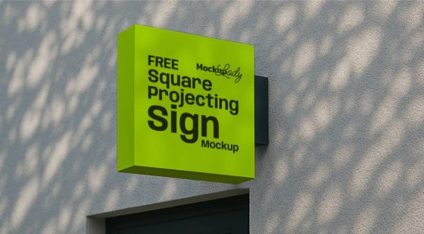 Square Projecting Sign Mockup
