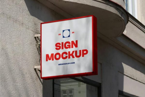 Square Sign Mockup PSD