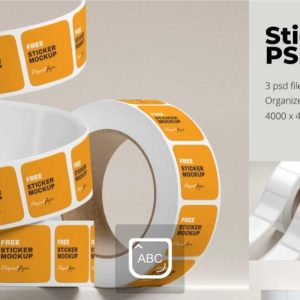 Sticker Roll Mockup PSD Download