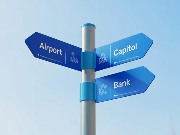 Street Direction Sign Mockup PSD