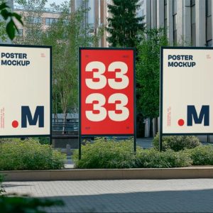 Three City Posters Mockup PSD