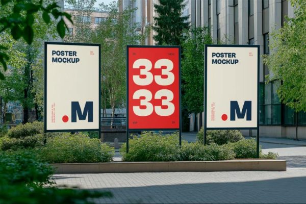Three City Posters Mockup PSD
