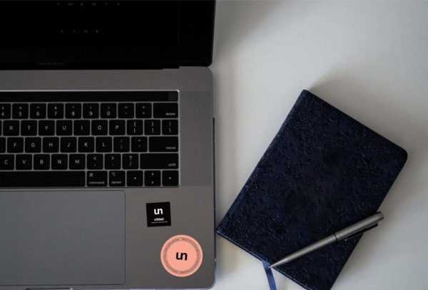 Top View Laptop Sticker Mockup