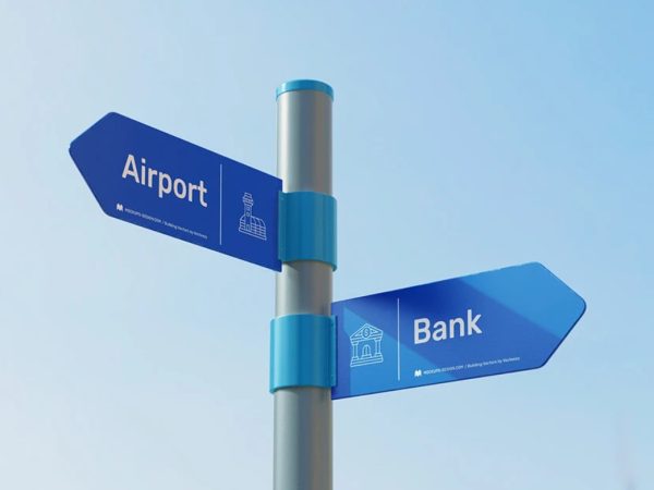 Unique Direction Sign Mockup PSD