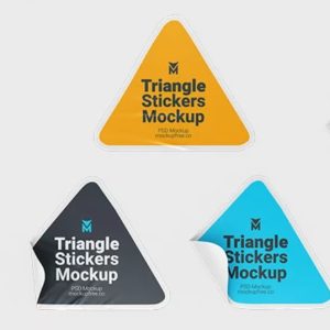 Unique Triangle Sticker Mockup PSD