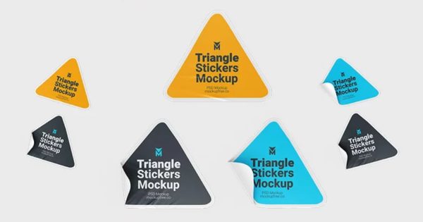Unique Triangle Sticker Mockup PSD