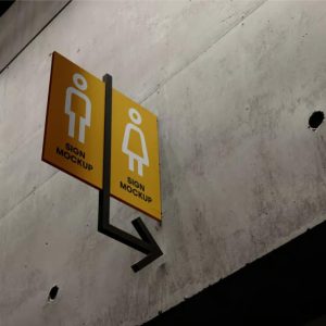 Vertical Sign Mockup PSD