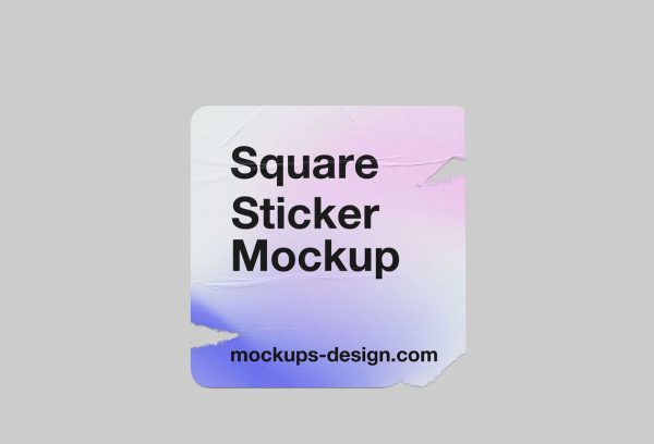 Worn Out Square Sticker Mockup