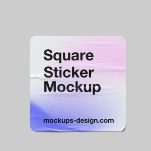 Wrinkled Square Sticker Mockup