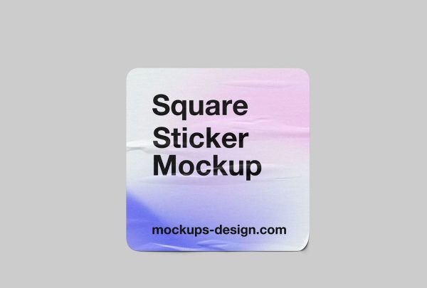 Wrinkled Square Sticker Mockup