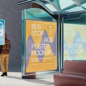 3D Bus Stop Mockup PSD