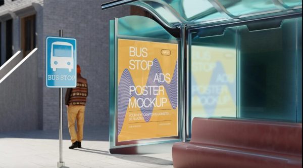 3D Bus Stop Mockup PSD