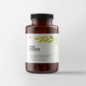 Amber Pills Bottle Mockup PSD
