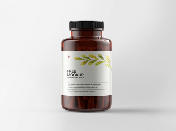 Amber Pills Bottle Mockup PSD