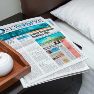 Bed Side Newspaper Mockup PSD