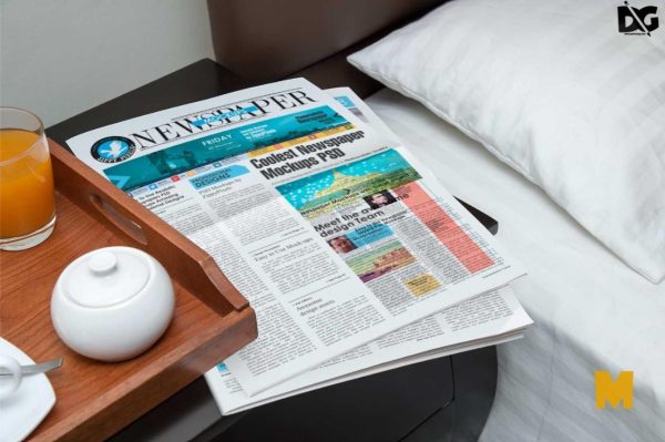 Bed Side Newspaper Mockup PSD